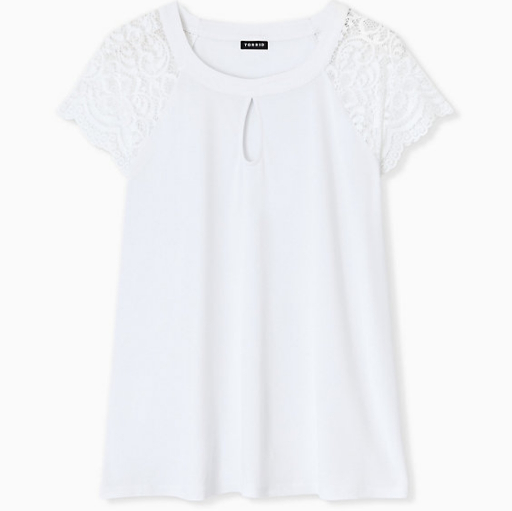 ⚡2/$20 - NWT Torrid White Lace Keyhole Blouse